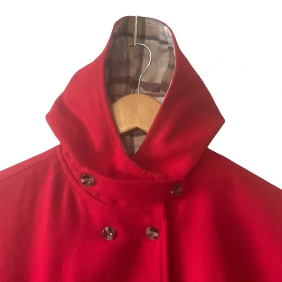 HOPE & HENRY sz Medium Girls Cape Double Breasted Pockets Tan Plaid Hood Lining - Picture 2 of 14